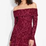 Wild Fable Women's L Flocked Mini Fit & Flare Holiday Dress Floral Off Shoulder Photo 3