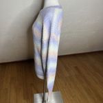 ZARA  Sweater Womens XL Rainbow Pastel Striped Knit Balloon Sleeves NEW Photo 6