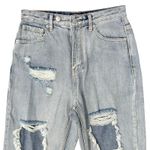 American Eagle White Fox Light Wash High Rise Distressed Denim Straight Mom Jeans Size S 26" Photo 4