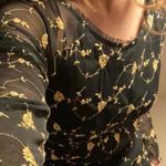 Vintage Petite INC Sheer Embroidered Gold Floral Long Sleeve Black Shirt Size undefined Photo 2