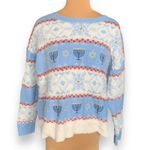 Celebrate Hanukkah Crewneck Pastel Blue Knit Pullover Sweater Menorah Star XXL Photo 1
