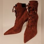 Shoes Good American Brown Suede Booties Lace Up Stiletto Size 8.5 Photo 6