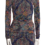 Nicole Miller Artelier Crew Neck Abstract Navy Print Long Sleeve Mini Dress S Photo 0