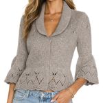 Anthropologie  Hekla Wool Italian Knit Cardigan Sweater Taupe Beige Size S Photo 8