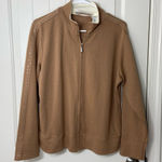 NWOT vintage Architect women’s tan cream zip jeweled sleeve full zip sweatshirt Size L Photo 0