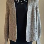 Loft  Tan Shimmer Gold Knit Cardigan No Button SZ S Good Condition Photo 1