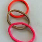 Neon Pink Orange & Gold Woven Metal Bracelet Set Photo 1
