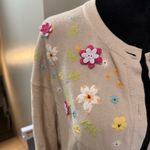 Breckenridge Vintage‎  Button Front Sweater Cardigan Tan Floral EmbroideryY2K Photo 7