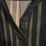 Badgley Mischka  nwt $395 Dark Green Striped Shirt gorgeous floral back size 10 Photo 5