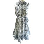 White House | Black Market WHBM Blue Floral Dress Size Medium Sleeveless Tiered Resort Romance Style Photo 2