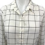 Banana Republic  White Plaid Checkered Button Down Long Sleeve Shirt Blouse Top S Photo 2