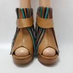 Charm City Sole Womens Fringe Platform Heel Ankle Booties Peep Toe Size 8 Brown Photo 5