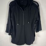 Nanette Lepore  Play Black Mesh Half Zip Hoodie Short Sleeve Hoodie size Small S Photo 2