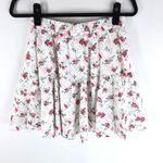 Lulus Cute Factor Floral Print Tiered Mini Skirt Pull On White Pink M Photo 2