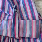 Peter Nygard Nygard stretch striped button front tunic top roll tab sleeves size large Photo 6
