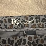 DG2 Diane Gilman Leopard Print Flared Stretch Pants Size Large Black Photo 1