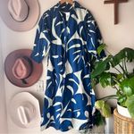 SEVENTY VENEZIA Tropical Leaf Maxi Dress Women’s‎ SIZE 42 LARGE vacation NEW Blue Photo 1