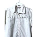 Vintage Starfire Womens L/XL White Top Eyelet Lace Detail Button Up Farm Western Size L Photo 8
