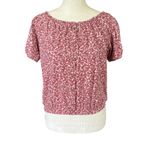 Old Navy dusty rose and cream floral short sleeve stretchy pullover XL crop top Photo 5