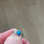 Vintage Faux Turquoise Silver Tone Ring Boho Southwest Pinky Size Small Blue Photo 2