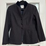 W By Worth Vintage  Black Wool Blazer Velvet Trim Timeless Classic Size 8P Petite Photo 9