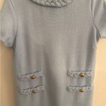 Amazon Light Blue Tweed Short Sleeve Dress with Gold Buttons Photo 0