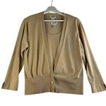Talbots Vtg  L Cami Sweater Twin Set Button Cardigan Cottagecore Knit Beige Tan Photo 0