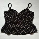 American Eagle  XS Black Floral Babydoll Top w/ Adjustable Straps Photo 5
