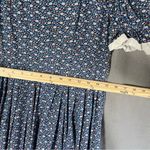 VTG 70s Puff Sleeve Ruffle Midi Dress Floral Prairie Cottagecore Victorian Lace Blue Size undefined Photo 8
