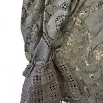 Black Lace Sheer Blouse XL Women’s Long Sleeve Embroidered Top Photo 4