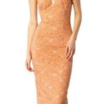 Bardot Womens Orange Slitted Zippered Corset Lace Sleeveless Halter Dress Photo 2