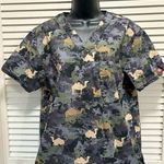 Dickies Scrub Top Camo/Camel Green/Tan Print Short Sleeve V Neck Pockets Size M Photo 0