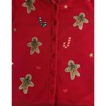 Shenanigans VINTAGE Womens Sweater S Red Gingerbread Men & Candy Canes Pattern Photo 1