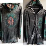 Ed Hardy Y2K  Full Zip Hoodie Rhinestone Skull Back Medium Christian Audigier Photo 1