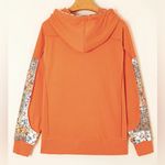 NWT Women’s Floral Patchwork Hoodie with Drawstring Orange Size Large Photo 1