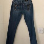 Miss Me jeans low/mid rise bootcut flare curvy fit stretchy distressed ripped cross embellished rhinestone-Size 31 Photo 6