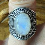 Natural Rainbow Moonstone Sterling Silver Ring Size 6 Photo 0