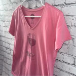 Life is Good  Pink Wine Glass Half Full Short Sleeve Tee size Medium‎ Photo 1