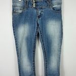 Vtg Y2K Angels Jeans 3 Blue Capri Cropped Cuffed Triple Button Retro Streetwear Size undefined Photo 0
