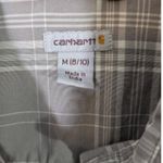 Carhartt  Shirt Women’s M Gray Plaid Button Up Roll Tab Long Sleeve Collared Photo 3