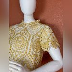 MINKPINK  Elegant Yellow and White Lace Top Size Small Photo 7