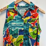 Jams World VTG Multicolor Africa Map Print Sleeveless Hawaiian Shirt Boho Medium Photo 5