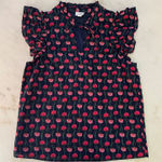 J.Crew Womens Navy Floral Ruffle Neck Tie Keyhole Flutter Sleeve Top XS Photo 0