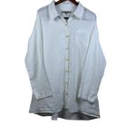 Flax Linen Tunic White Button Down Long Sleeve Collared Relaxed Coastal Chic SzL Photo 1