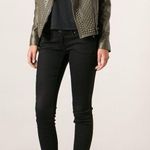 Nour Hammour Erin army green studded leather Biker jacket size FR 36 US 2 4 XS S Photo 1