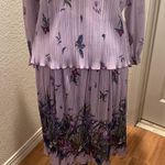 Plaza Square Vintage 2 Piece Skirt Set Purple Floral Pleated Ruffles EUC L/XL Photo 2