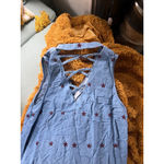 Women's Unbranded Blue Denim and Red Floral Embroidered Mini Dress Photo 3