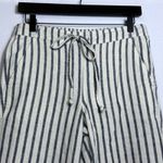 J.Crew Tie Waist Seaside Cropped Navy Stripe Pull On Pants Women's Size S AY652 Blue Photo 4