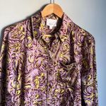 Cinq à Sept Cinq A Sept Purple Blanche Rhinestone Printed Button Front Top Photo 4
