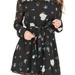 Avec Les Filles Printed Ruffled Fit & Flare Heart Sheer dress - S EUC Photo 2